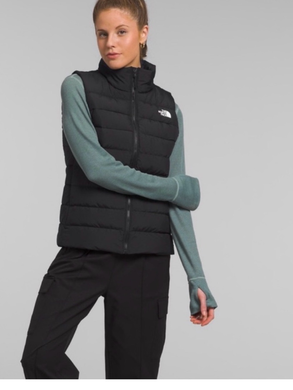 The North Face Black Puffer Vest with High Collar